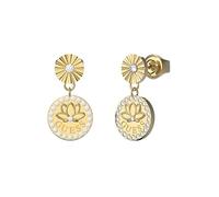 GUESS Orecchini Pendenti Lotus Fiore di Loto JUBE01344JWRHT-U/JUBE01344JWYGT-U, única, Metallo Non prezioso, Non è Una Pietra preziosa