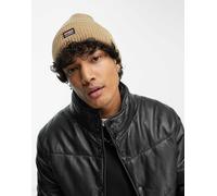 Guess Originals - Berretto in maglia color cuoio con logo-Neutro One Size