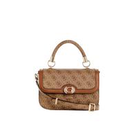 Guess Borsa donna a mano Orlina – Logo, chiusura a patta, manico superiore – Latte/Marrone