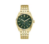 Guess Camden GW1051G2 Orologio da polso da uomo, 44 mm, in acciaio inox, al quarzo, analogico, cinturino in acciaio inox, colore oro, alla moda, verde con lancette luminose, 5 bar