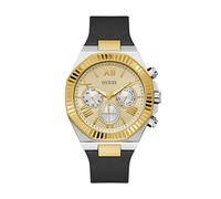 GUESS Orologio analogico ' EQUITY ' oro / nero / argento Uomo GUESS One Size oro / nero / argento