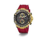 GUESS Orologio analogico 'IGNITE' oro / oliva / rosso Uomo GUESS One Size