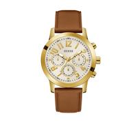 GUESS Orologio analogico 'PARKER' écru / cognac / oro Uomo GUESS One Size écru / cognac / oro