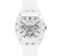Guess Orologio da uomo Trend Casual Tonneau Diamond 43 mm Bianco Cinturino