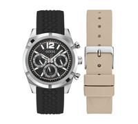 GUESS Orologio analogico 'RESISTANCE' nero / argento Uomo GUESS One Size nero / argento