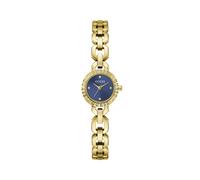 Guess Siren, orologio da polso analogico al quarzo, in acciaio inox, 23 mm, cinturino in silicone, oro, 3 bar, colore quadrante: blu, GW1019L2