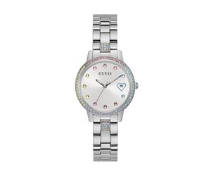 GUESS Orologio analogico 'Three Of Hearts' blu / giallo / rosa / argento Donna GUESS One Size