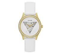 GUESS Orologio da donna 38 mm - Cinturino bianco quadrante bianco cassa tono oro