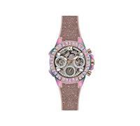 GUESS Orologio da donna multifunzione con cristalli baguette da 36 mm, Nude/Trasparente/Iridescente, GW0313L4-AMZUK