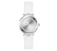 GUESS Orologio da polso da donna in pelle Rumour, argento, cinghia