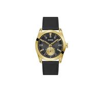 GUESS Orologio da polso da uomo in pelle Greyson, Nero, cinghia