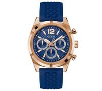 Guess Orologio da polso da uomo Resistance GW0729G3 – Silicone, oro rosa/blu 44 mm 5 ATM