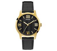 GUESS Men's Stainless Steel Quartz Watch with Leather Strap, Black, 20 (Model: GW0250G2)