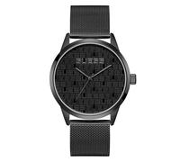 Guess Orologio da uomo, 44 mm, cinturino in acciaio nero con quadrante e cassa neri