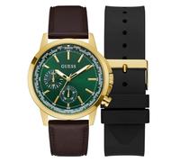 GUESS Orologio da uomo 44 mm - cinturino nero quadrante nero cassa nera, Cinturini intercambiabili/Color oro/Verde, misura unica, Classico
