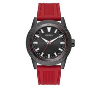 Guess Orologio da uomo 46mm - Cinturino in silicone rosso quadrante nero cassa nera