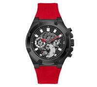 GUESS Orologio da uomo 46mm - Cinturino rosso quadrante nero cassa nera, Rosso, classico