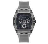 Guess, orologio da uomo alla moda, casual, Tonneau Diamond, 43 mm, quadrante nero, cassa e cinturino in acciaio inox