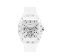 GUESS Orologio da uomo Trend Casual Tonneau Diamond 43mm, bianco, Cinturino