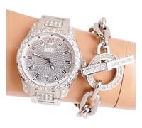 GUESS Orologio Donna U1337L1 Ladies Dress Swarovski Cristalli Ip-Silber Nuovo