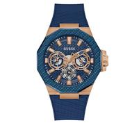 GUESS Orologio analogico 'INDY' blu scuro / oro rosé Uomo GUESS One Size
