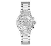 GUESS Orologio sportivo da donna multifunzione con cristalli da 36 mm, quadrante rosa, cassa e cinturino in acciaio inossidabile color oro rosa