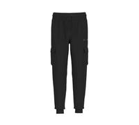 GUESS Pantalone di Tuta con Elastico e Coulisse, Tasche Laterali e sulle Gambe, Logo al Lato. (IT, Testo, L, Regular, Regular, Nero)