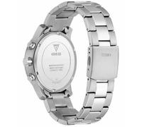 Guess Parker GW1006G1 - Orologio da polso da uomo, 44 mm, in acciaio inox, analogico, al quarzo, cinturino in acciaio inox, colore argento, orologio business da uomo, blu con lancette luminose, 5 bar