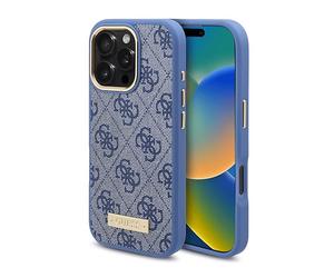 GUESS Piastra logo COVER MAGSAFE per Apple iPhone 16 Pro, Blu