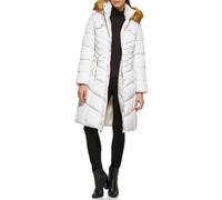 GUESS Piumino da donna con cappuccio per il freddo, bianco, Large