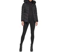 GUESS Piumino da donna di peso medio, Nero con cappuccio, Small