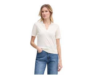 Guess - Polo a V in Maglia a Maniche Corte - - Tops - Donna - Beige - M