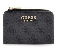 GUESS portafoglio Laurel II SLG Zip Around Card Case Coal Logo grigio scuro