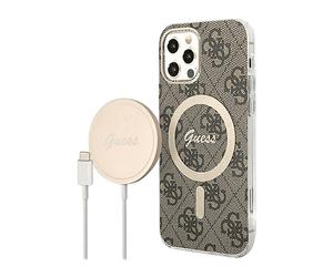GUESS Protettiva GUBPP12MH4EACSW COVER MAGSAFE per Apple iPhone 12/12 Pro, Marrone