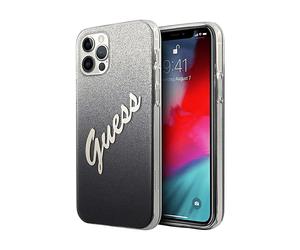 GUESS Protettiva GUHCP12LPCUGLSBK Cover per Apple iPhone 12 Pro Max, Nero / argento
