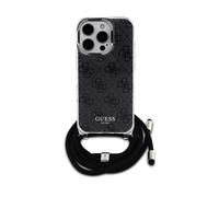 GUESS Protettiva GUHCP16LHC4SEK Cover per Apple iPhone 16 Pro, Nero
