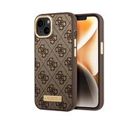 GUESS PU 4G Metal Plate Cover per Apple iPhone 14, Marrone