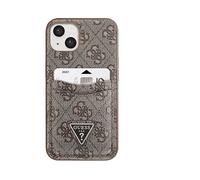 GUESS PU 4G portacarte Cover per Apple iPhone 14, Marrone