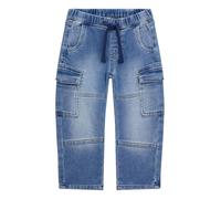 GUESS - Questi Pantaloni Cargo in Denim Lavorato a Maglia per Bambini presentano Un Elastico in Vita con Coulisse, Due Tasche Cargo Laterali, Due Tasche Anteriori e Due Tasche Posteriori con l'i