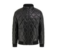 GUESS Men's Quilted Faux Leather Jacket, Jet Black