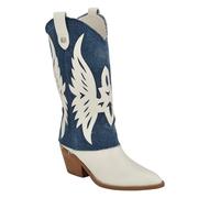 GUESS Raegan, Stivali Western Donna, Denim/Bianco 140, 35 EU