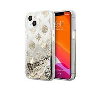 GUESS Rigida Guess 5.4 " Peonia Glitter Liquido Cover per Apple iPhone 13 Mini, Oro