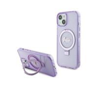 Guess Ring Stand Script Glitter Custodia MagSafe viola - iPhone 15 Plus