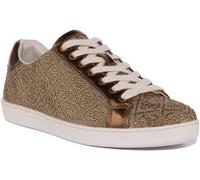 Guess Rosalia Trainers In Denim Con Strass Beige Donna UK 3 - 8