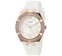 GUESS Rose Gold-Tone + Crystal White Silicone Watch, Rose Gold-Tone/White