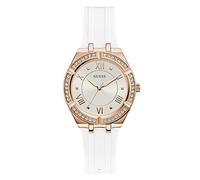 GUESS Rose Gold-Tone + Crystal White Silicone Watch, Rose Gold-Tone/White