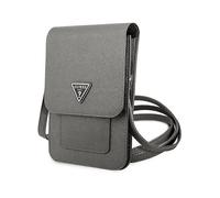 GUESS Saffiano Custodia con cordino per Smartphone Universale, Grigio
