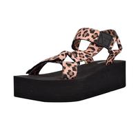 GUESS Sandalo con zeppa Avin Donna, Nero/Leopard 908, 37.5 EU