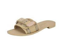 Guess Sandalo piatto Elyze Donna, Logo Oro/Marrone 710, 40 EU