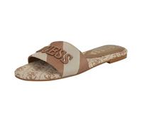 GUESS Sandalo piatto Harini Donna, Marrone medio/bianco a righe Multi 210, 37 EU